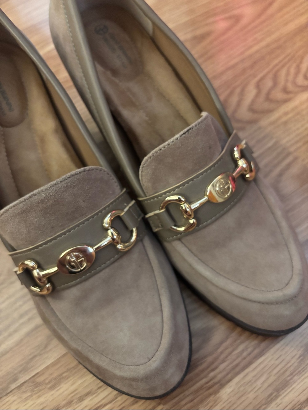 Giani Bernini Taupe Suede Block Heel Loafers Size 8.5M - Picture 10 of 10